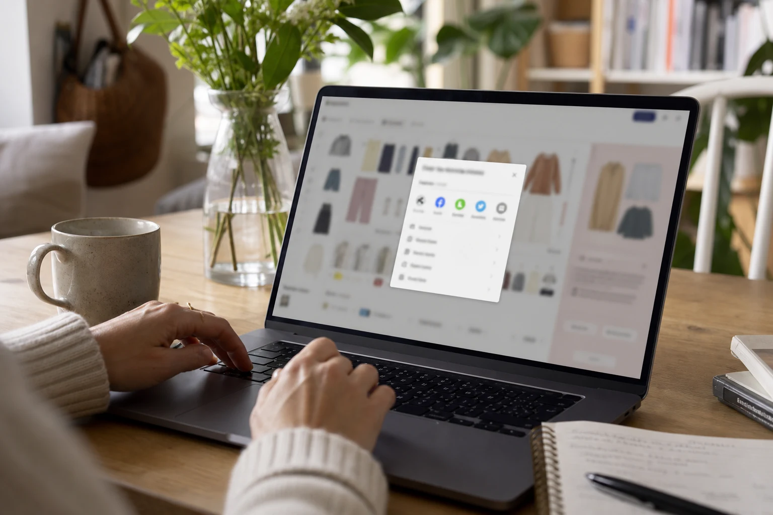 Een ontwerp wordt geopend via de deeloptie van een kledingkastplanner